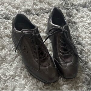 100% Authentic Prada Gray Leather Sneakers
